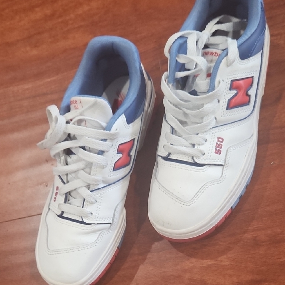 New Balance Kids' White and Blue Sneakers